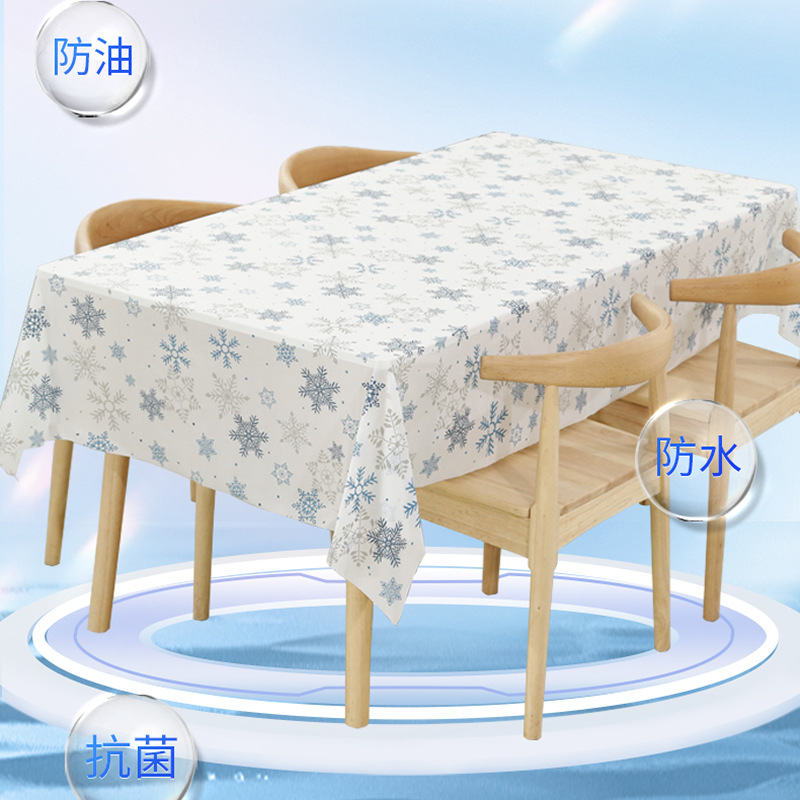 Amazon desechable vacaciones copo de nieve mantel transfronterizo impermeable de dibujos animados FIESTA DE Navidad embalaje independiente copo de nieve mantel