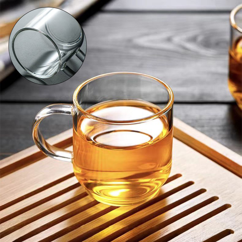 定制透明玻璃小茶杯新品耐热功夫茶具泡茶杯子高硼硅带把手品茗杯|undefined