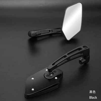New Motorcycle Modification Accessories No. 9 Ghost Fire Reversing Mirror Aluminum Cover Aluminum Pole Rearview Mirror Aluminum Alloy Electric Vehicle (Motorcycle rearview mirror) - black