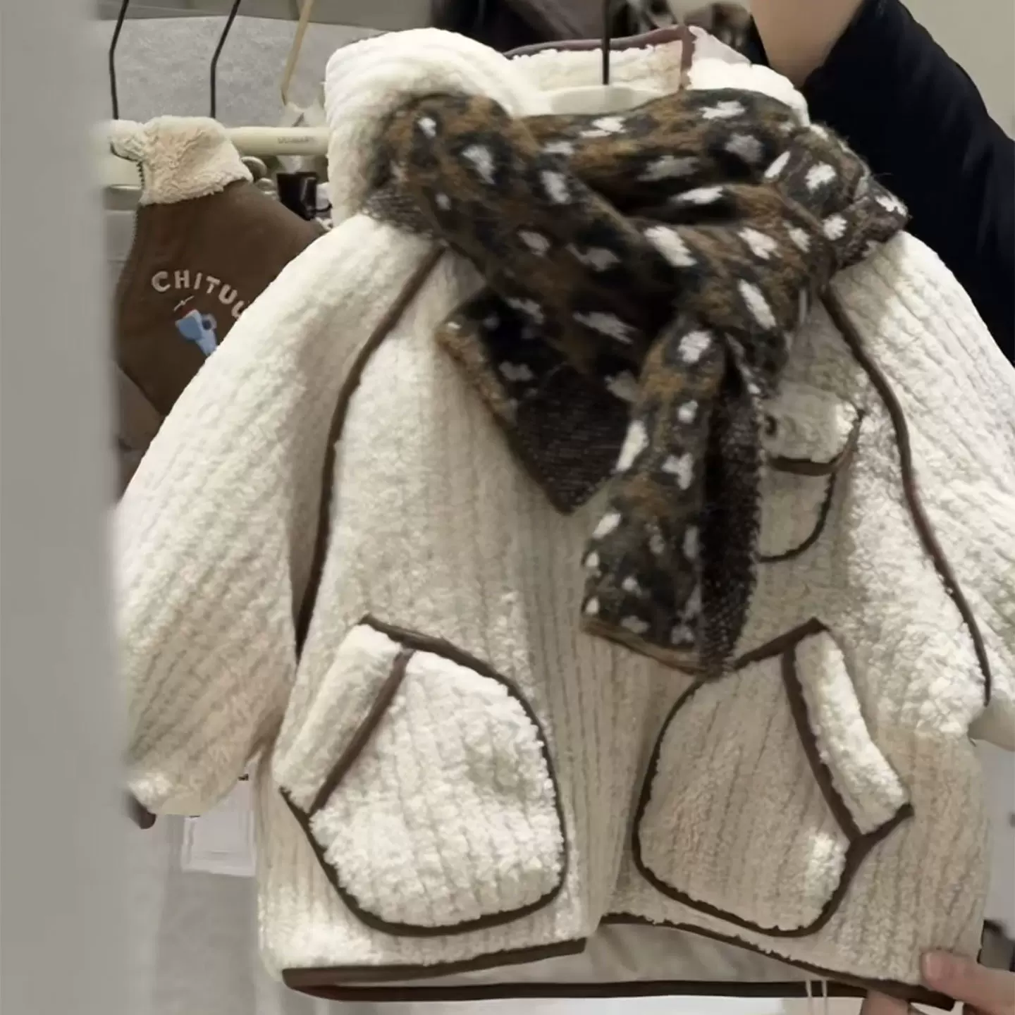 男童外套儿童秋冬装2025新款摇粒绒连帽夹棉夹克女宝宝保暖上衣厚