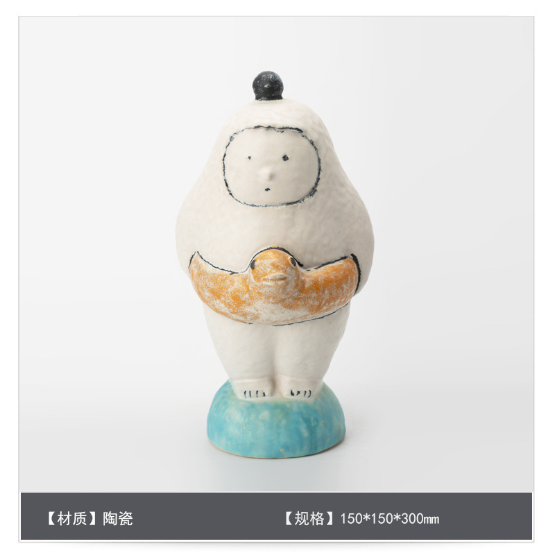 景德镇纯手工陶瓷侘寂风花瓶卡通摆件送礼趣味客餐桌软装花器饰品|undefined