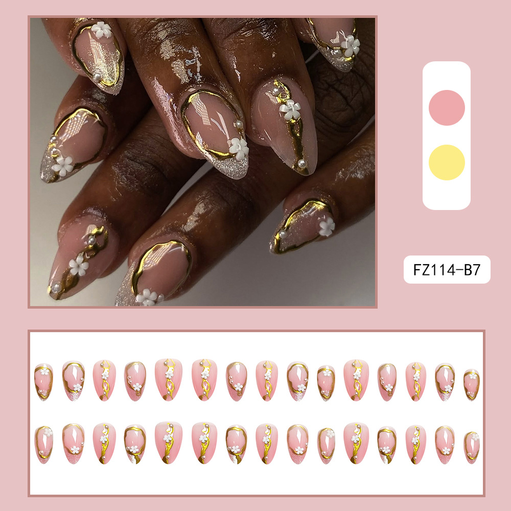 Uñas postizas 3D estéreo blanqueadoras, muy vendidas, piezas de arte de uñas portátiles transfronterizas, pegatinas de uñas sencillas con un toque de alta gama, venta al por mayor