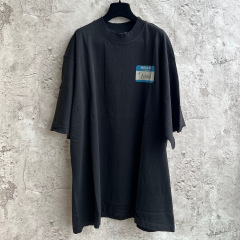 Ins潮牌パリB家クラシックハローデザイナー署名プリント丸首tシャツ男女カップル旧家tee