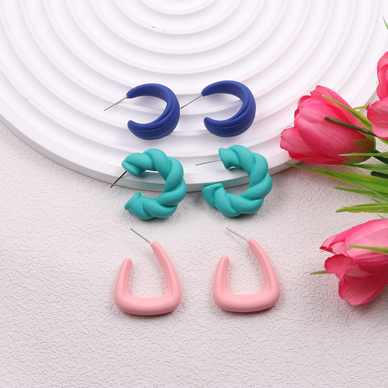 1 Pair Simple Style Classic Style Geometric Spray Paint Arylic Ear Studs display picture 13