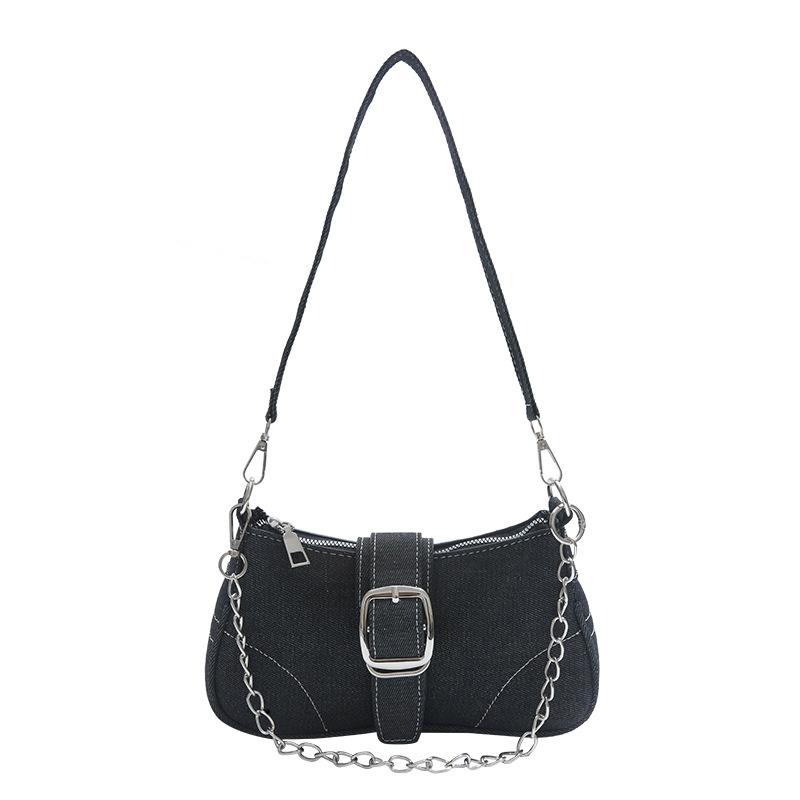 Borsa a spalla in denim premium da donna, borsa a tracolla moda_voghion.com
