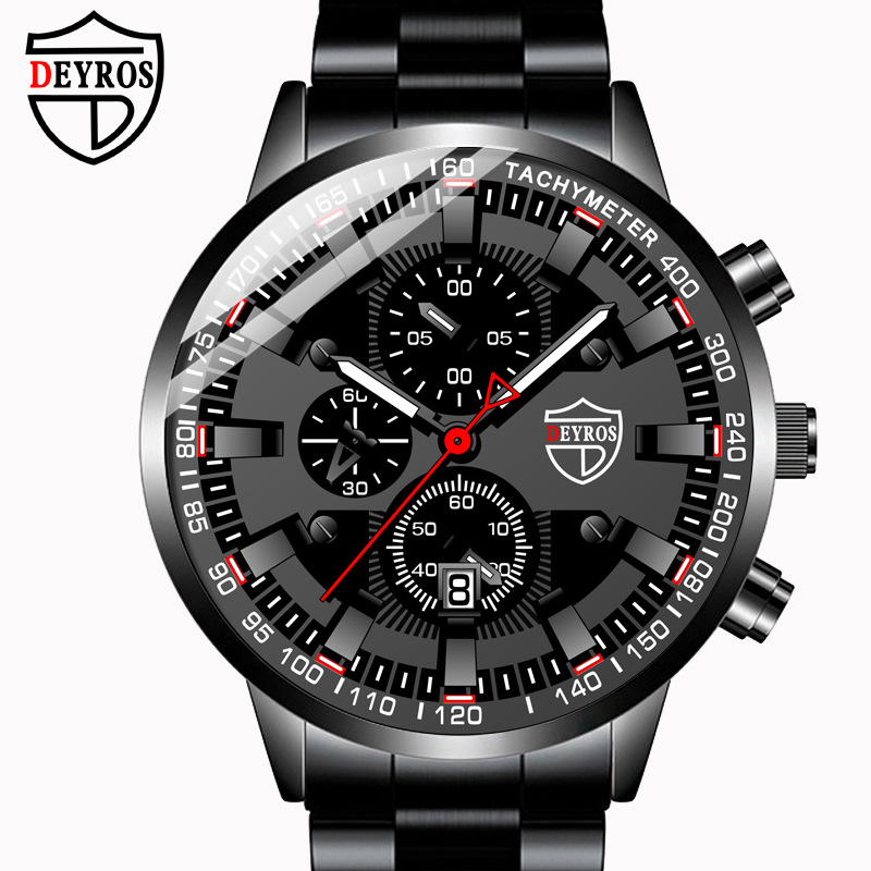Deyros Watch Personalized Student Watch Men's Calendar Watch Fashion Stainless Steel Luminous Quartz Watch Men's Watch