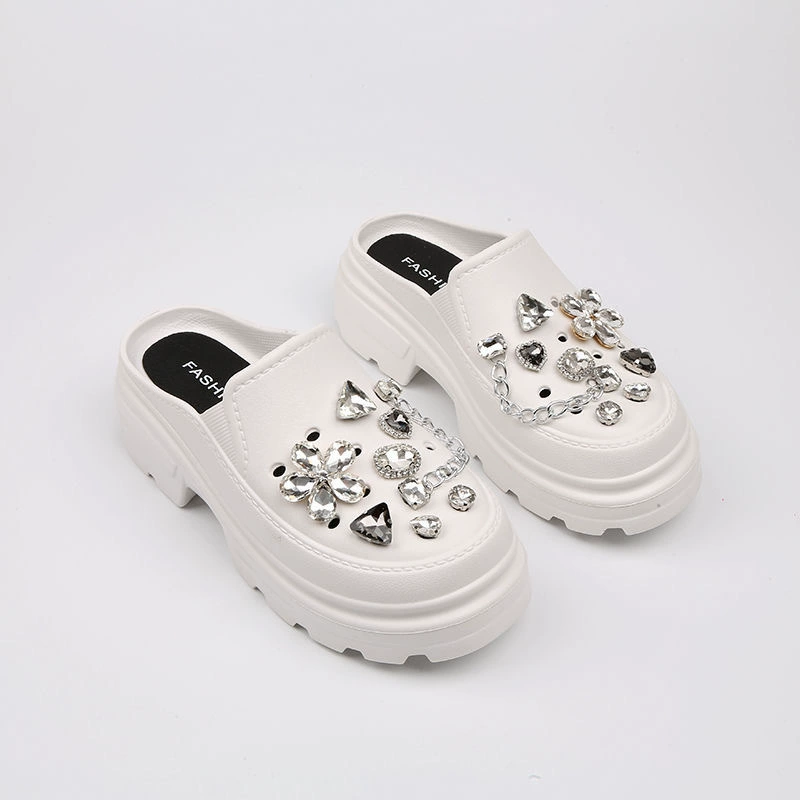 2025 новых оптовых женских пляжных сандалий-шлепанцев с отверстиями для самостоятельной сборки, нескользящих, открытых, на плоской подошве, для улицы