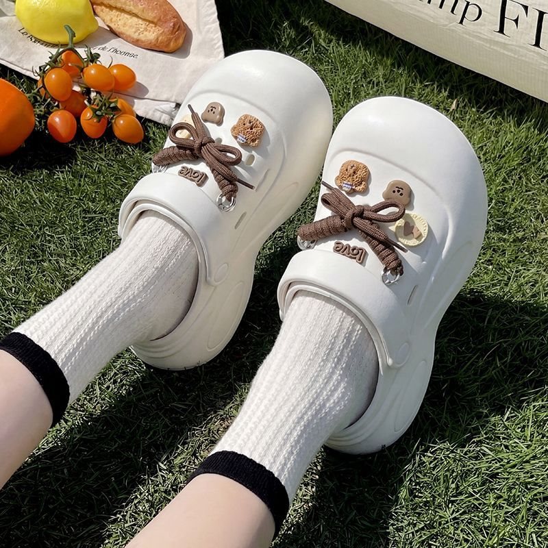 Summer Clogs for Women, Thick-Soled 6cm Height-Increasing, Suitable for Home and Outdoor Wear, Non-Slip, Cute Beach Fashion Closed-Toe Slippers for Women