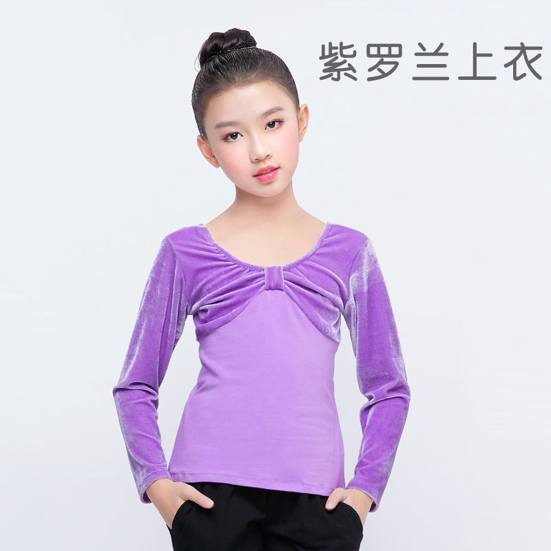 Ropa de baile para niños ropa de práctica de Primavera de manga larga de baile chino Top split Ropa de baile de lana ropa de baile latino al por mayor