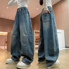 女童春秋款裤子青少年2025新款儿童洋气牛仔裤女大童秋季休闲长裤