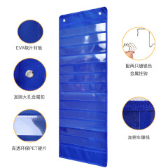 14格透明PET藍色牛津布卡片日程表掛袋記事日曆行程表卡片掛袋