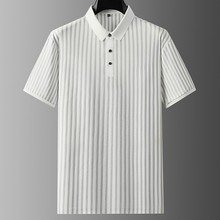 胖子哥2025加大码男士条纹短袖海魂polo衫夏装新款胖子时尚休闲