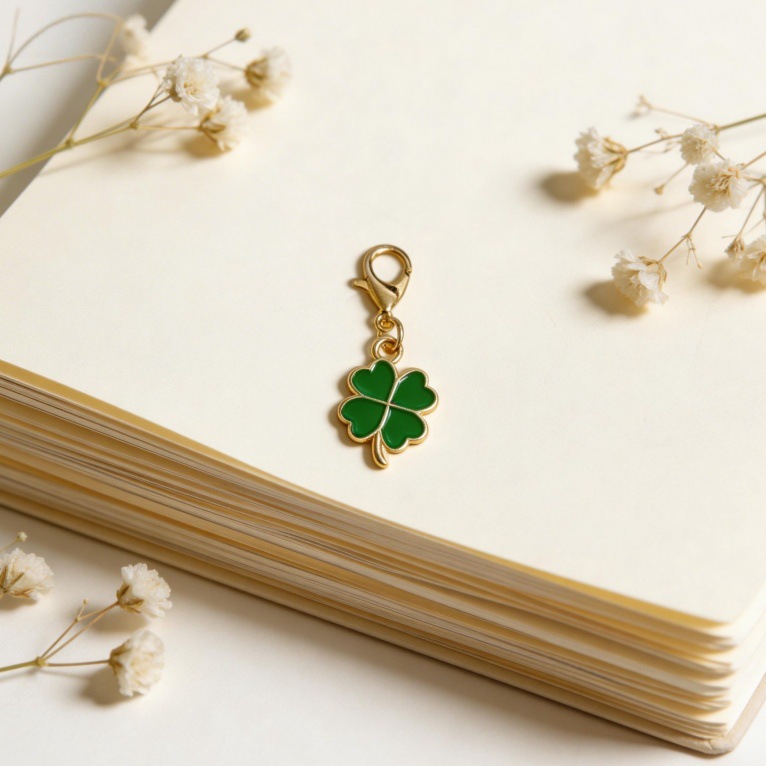 Cross-Border Hot-Selling Alloy Enamel Clover Pendant Phone Bag Charm Women's Keychain USB Flash Drive Charm Small Gift