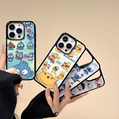平面IMD磁吸適用iPhone15Pro手機殼塗鴉蘋果14貓咪保護套13柿子熊