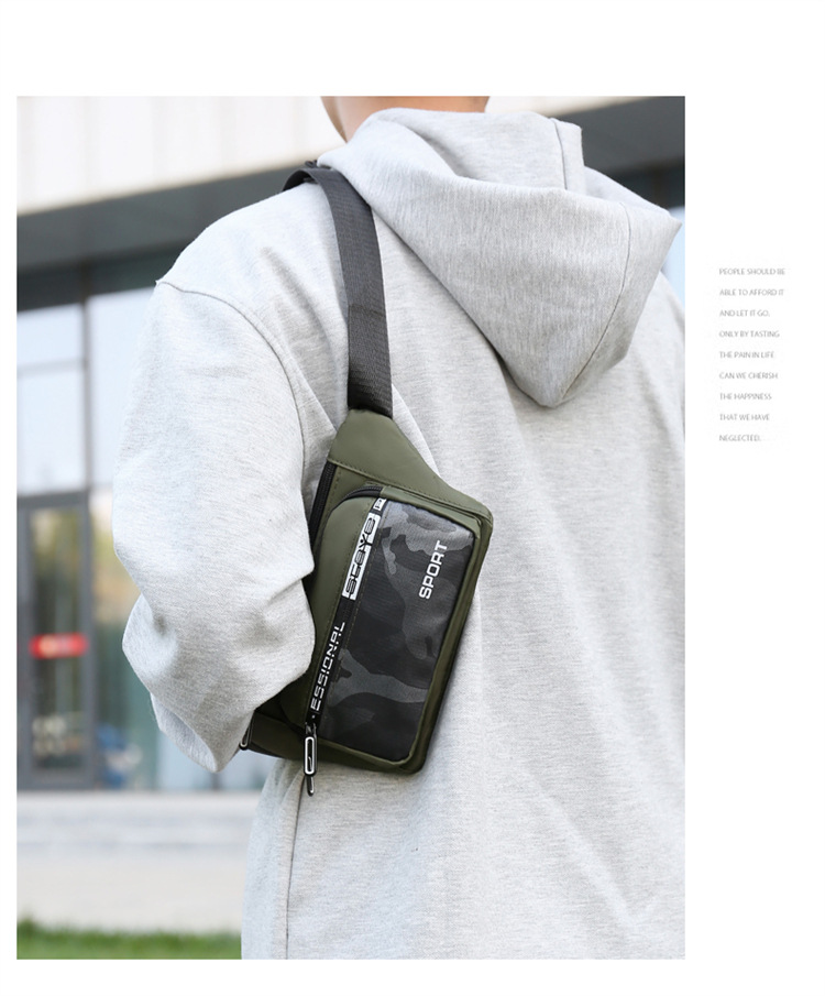 Crossbody bag, men's waist bag, ins trendy Japanese men's single-shoulder bag, 2024 new men's bag, Oxford fabric mobile phone chest bag undefined