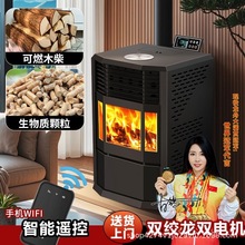 颗粒炉家用壁炉真火木柴欧式两用采暖炉新款燃料燃烧生物质取暖