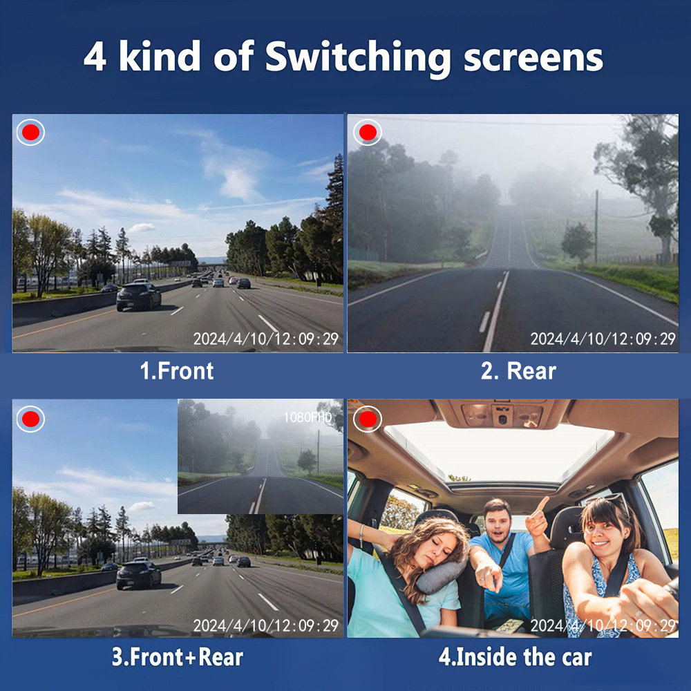 Multi-function three-recording driving recorder super wide-angle infrared night vision support WiFi reversing image parking monitoring