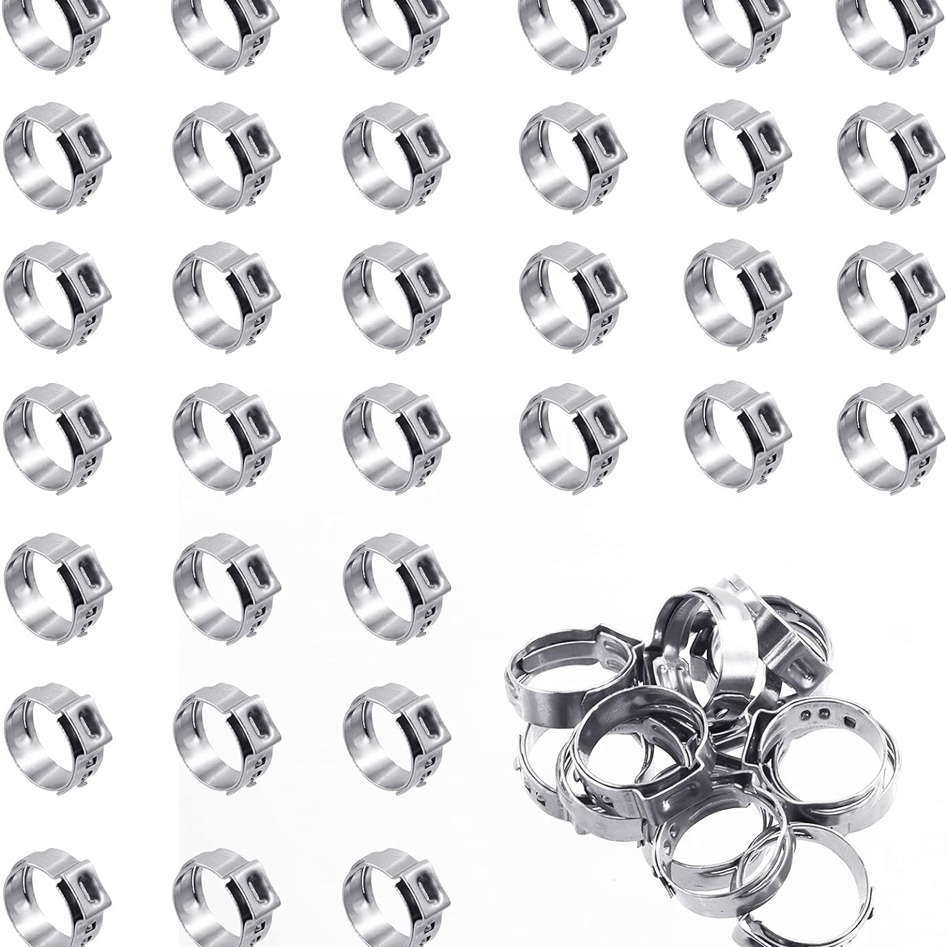 批发50个 304不锈钢单耳无极卡箍5.3-25.6MM抱箍水管卡喉箍油管卡