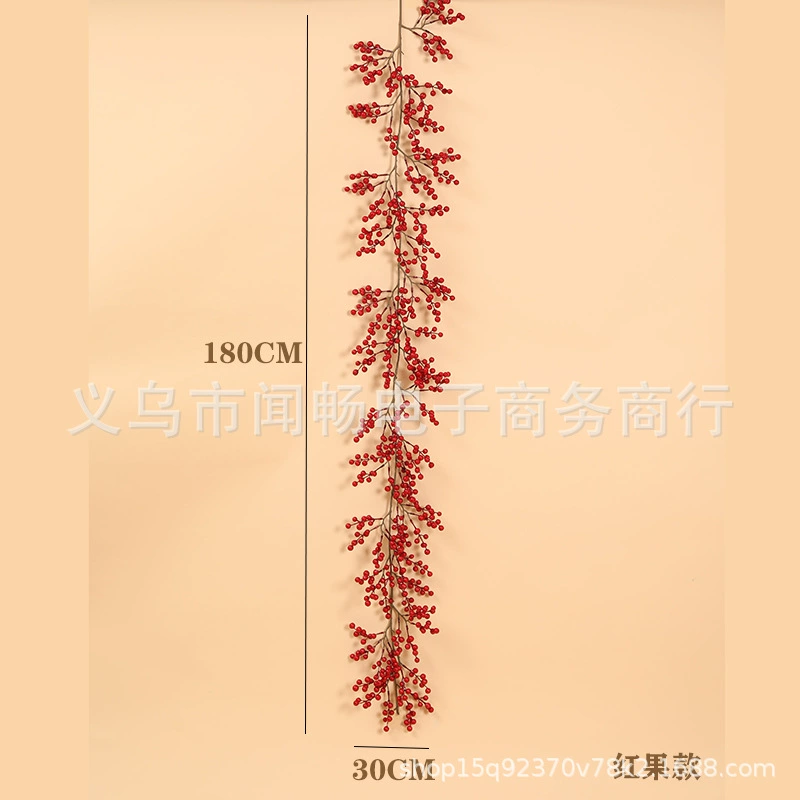 Праздничная ротанговая гирлянда 1,8 м, имитация pine из PE, короткая/длинная, варианты с инеем или ягодами