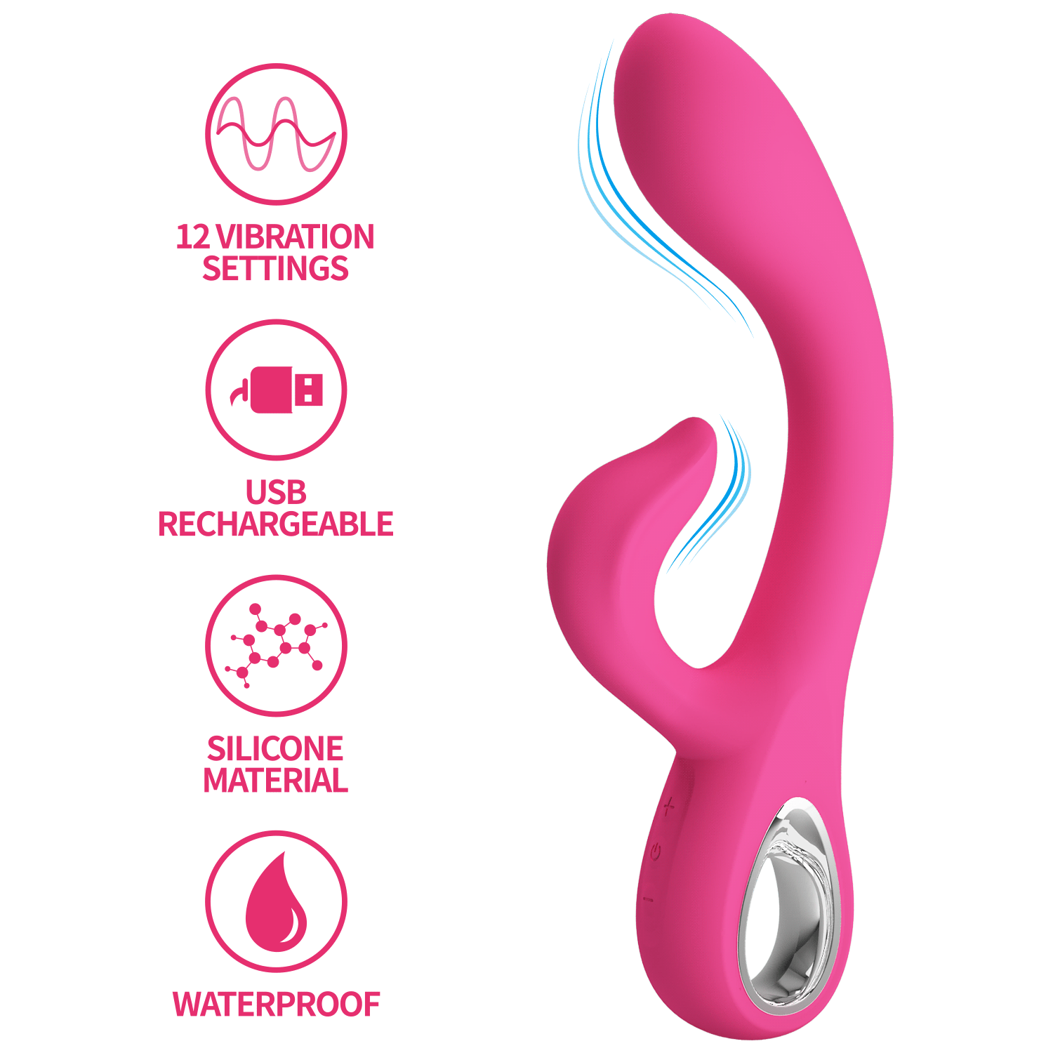 Baile 12 Frequency Powerful Dual Motor Vibrating Massager Silicone USB Rechargeable Female Device Patila 300083_voghion.com