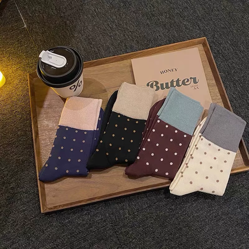 Demi-season retro brand cute keep warm knee socks, mid-length