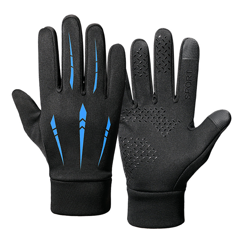 Outdoor Autumn and Winter Men's Full Finger Waterproof fleece-lined Warm Non-slip Wear-resistant Fitness Riding Touch Screen Mountaineering Gloves