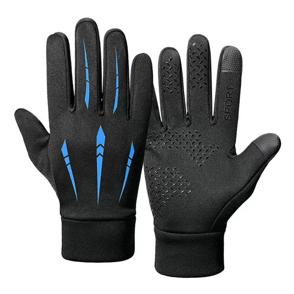 Outdoor Autumn and Winter Men's Full Finger Waterproof fleece-lined Warm Non-slip Wear-resistant Fitness Riding Touch Screen Mountaineering Gloves