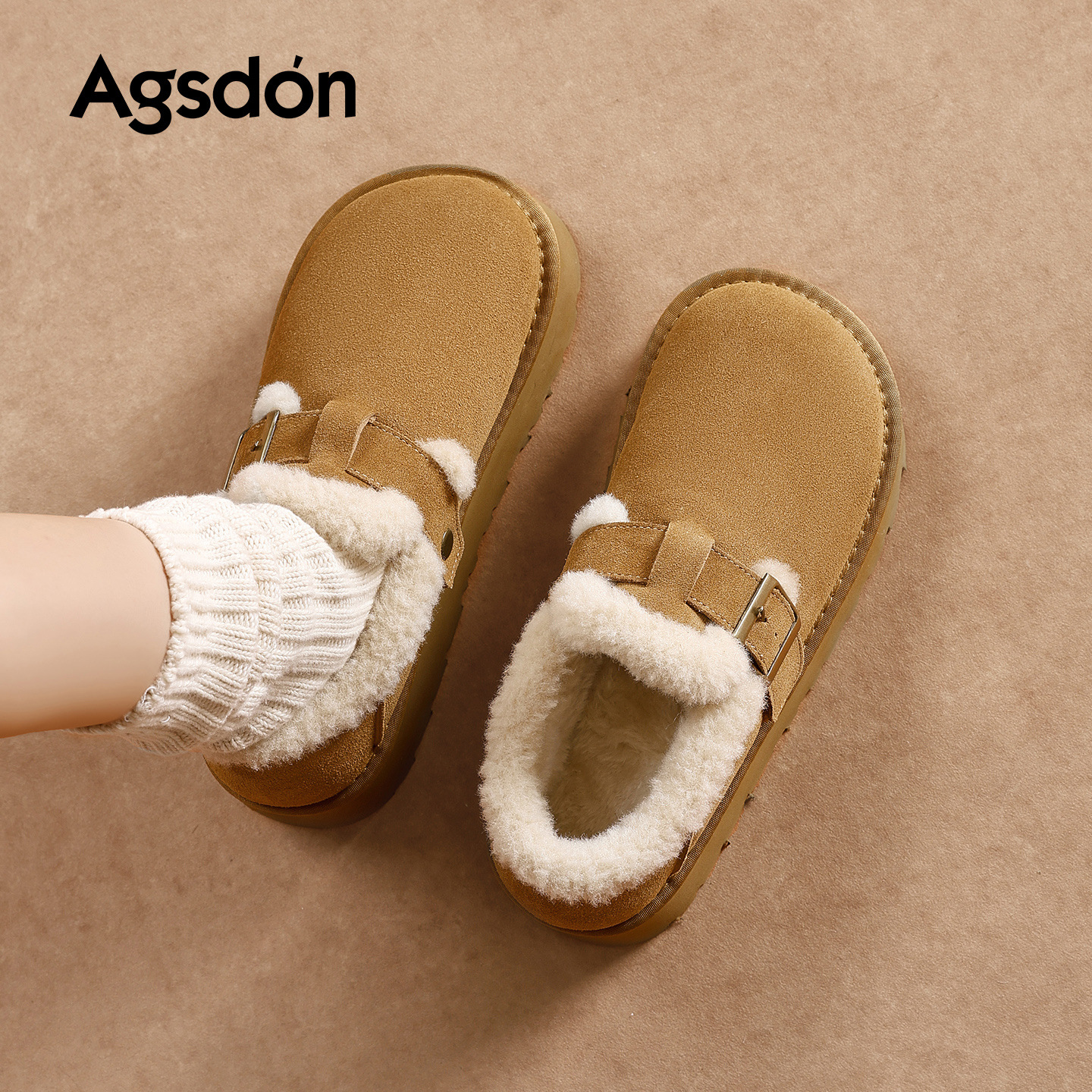 Augu Shi Deng grueso Mueller zapatos para mujeres 2025 nuevo otoño invierno todo incluido con zapatos de algodón suaves un pie zapatos de pelusa