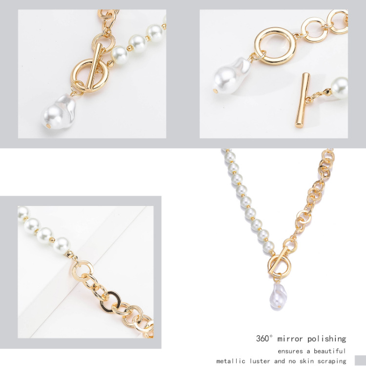 Simple Pearl Stitching Pendant Necklace display picture 5