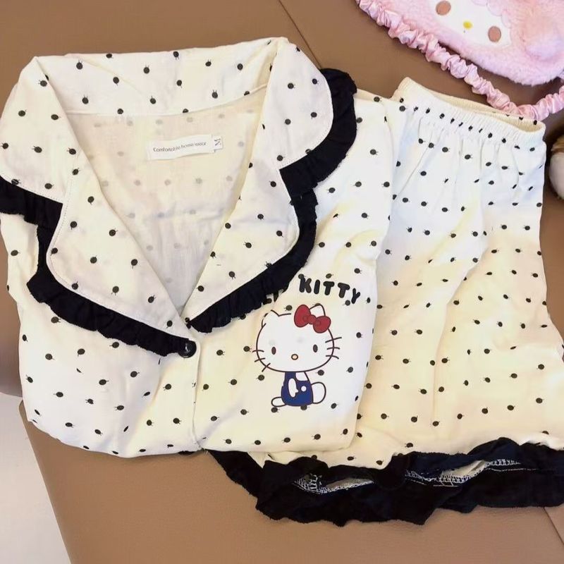 超かわいい漫画インスタイルダックスフント子犬パジャマ女性の夏の半袖ショーツ学生ホーム服はスーツの外で着用できます|undefined