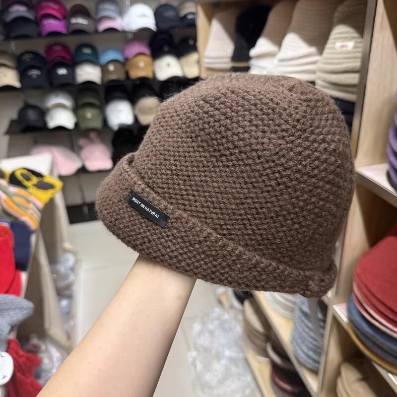 秋冬保暖百搭休闲显瘦毛线盆帽子女网红时尚小众不规则针织渔夫帽|undefined