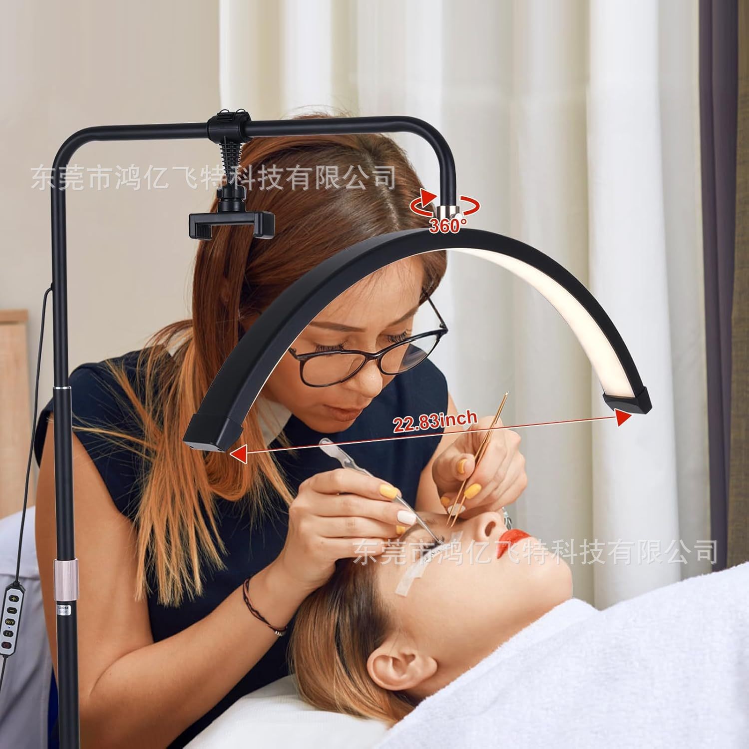 Lámpara de belleza transfronteriza de 24 pulgadas y medio mes Lámpara de pie en forma de U Lámpara de relleno Lámpara de belleza para uñas y pestañas