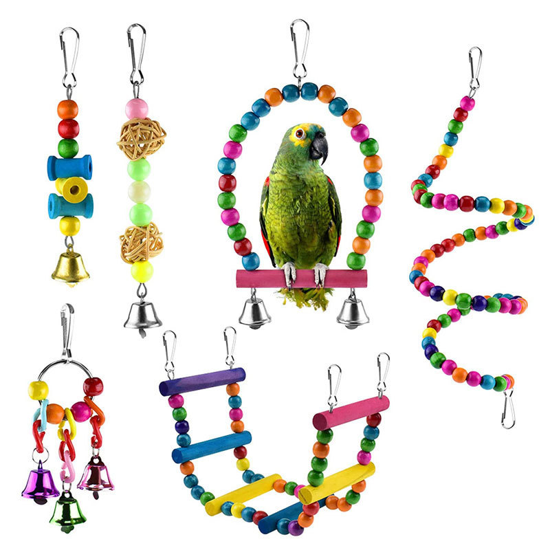 Juegos de juguetes de pájaros explosivos transfronterizos de artículos de pájaros roer y tirar juguetes de pájaros para aliviar el aburrimiento escaleras columnas juguetes de loros image 31