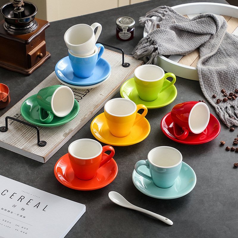 Italian espresso cup and saucer set 80ml European-style ceramic espresso small coffee mini cup