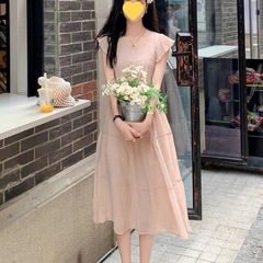 夏の妊婦のための授乳服、新しいスタイルの小さなフライングスリーブドレス、ホットママの産後ルーズスリミングウコスカート