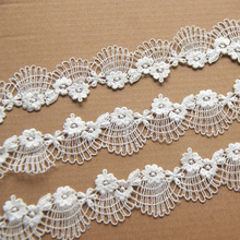 手工服装辅料 蕾丝 花朵镂空水溶丝线刺绣 细线条棉线花边 宽3cm