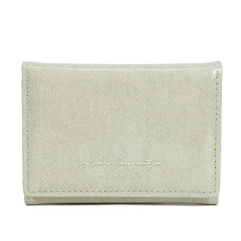 Promoción de la billetera de cuero PU alumno ultra delgado pequeña billetera de tres pliegues de viaje diario simple billetera de mujer personalizada