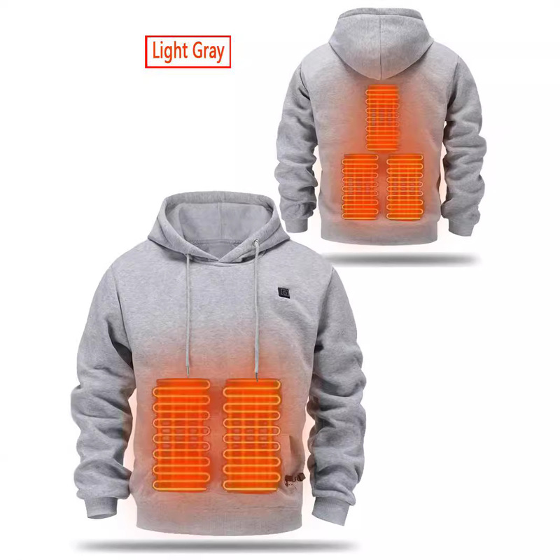 Cross-border Men's USB Heating fleece-lined Sweater Thickened Warm Outdoor Casual Clothing Hooded Electric Heating Sweater Cross-border Men's USB Heating fleece-lined Sweater Thickened Warm Outdoor Casual Clothing Hooded Electric Heating Sweater