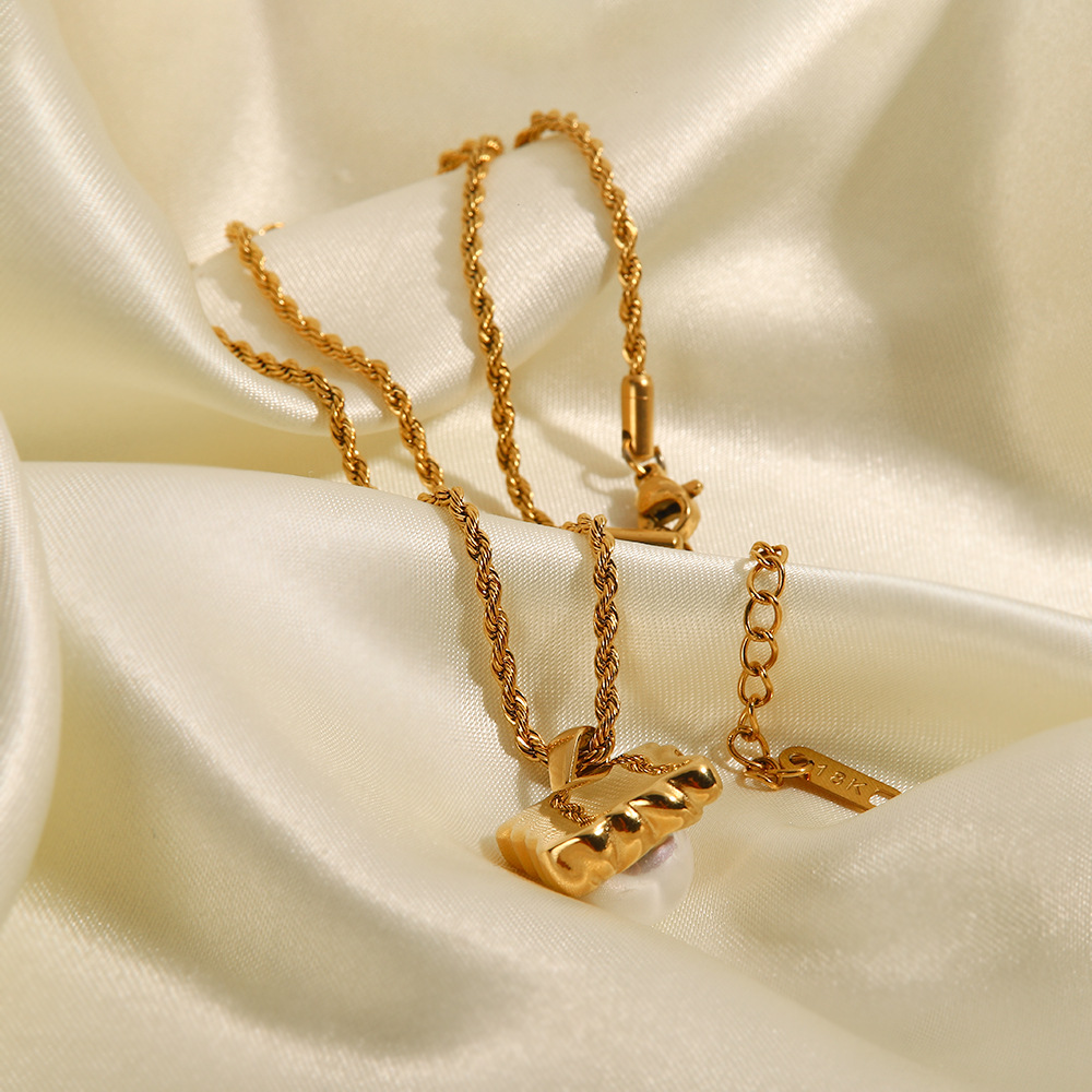 Elegante Geométrico Acero Inoxidable Chapado En Oro Perlas Artificiales Collar Colgante display picture 4