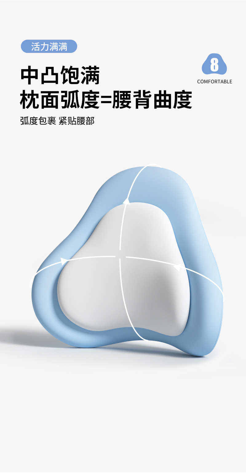Memory Foam Office Chair Lumbar Support Pillow for Long Sitting, Double-Layered Splicing Backrest Cushion