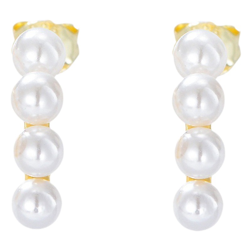 Moda europea y Americana simple del todo-fósforo de la plata esterlina pendientes de perlas pendientes mujer transfronteriza Venta caliente nicho diseño Luz de lujo joyería del oído