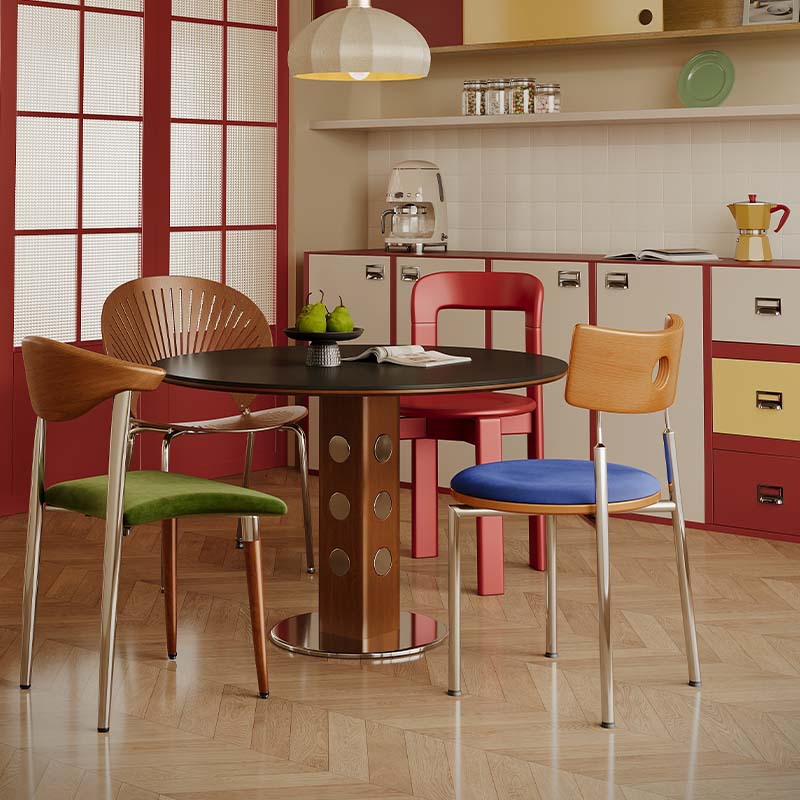 Silla de comedor de madera maciza para el hogar, silla de respaldo Bauhaus, mesa y silla de diseño, bolsa suave de estilo antiguo, mesa y silla de comedor apilables