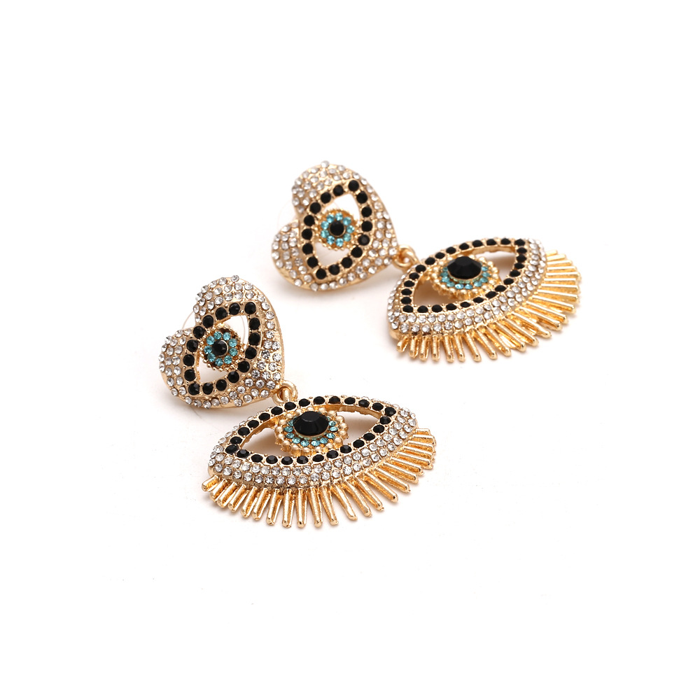 Alloy Material 1 Pair Fashion Heart Shape Eye Diamond Alloy Drop Earrings