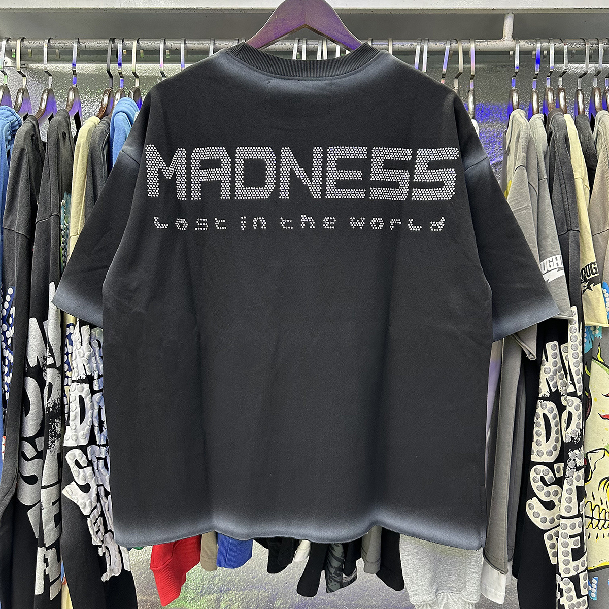 Transfronterizo nueva venta en caliente BKS camiseta de manga corta extraña esqueleto retro lavado de agua caliente perforación en caliente para hombres y mujeres de moda en stock lotes