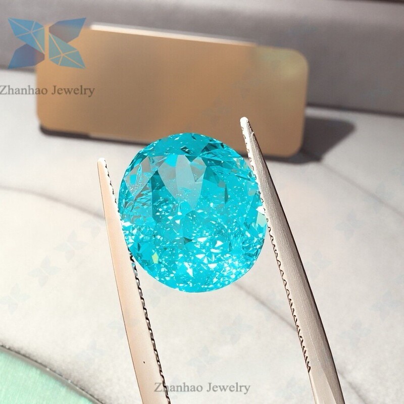 Paraiba Crushed Ice Effect Round Craft Neon Blue Loose Stone Wholesale Crystal Necklace Ring Jewelry Factory Wholesale