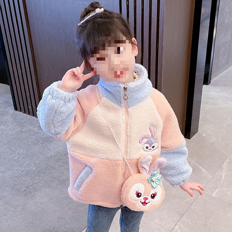 女童星黛露外套中长款冬装洋气女宝宝加棉加厚毛毛衣小儿童秋冬季