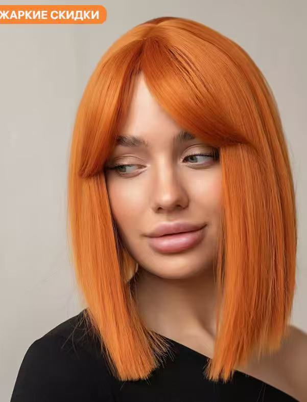 Nuevo tipo de clavícula de longitud media y longitud natural de cabello recto completo tipo de cabeza de clavícula de toda la parte superior de la peluca de simulación ligera image 9
