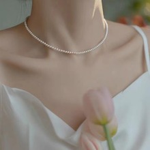 施家极细小米粒珍珠项链女轻奢小众2025新款锁骨链气质颈链高级感
