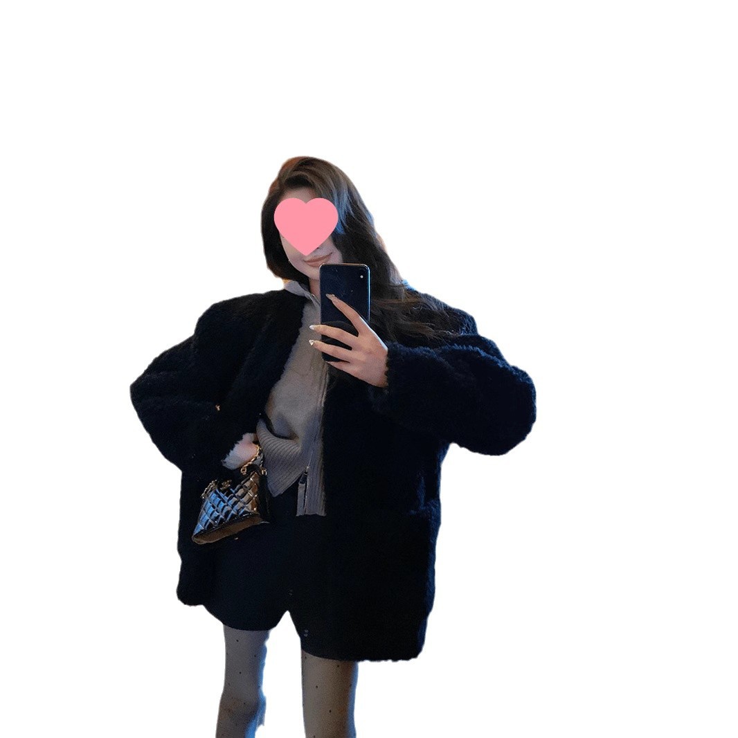가을과 겨울 두꺼운 느슨한 모피 코트 여성 유행 슬리밍 새로운 스타일 서양식 모방 양고기 양모 중간 길이 코트