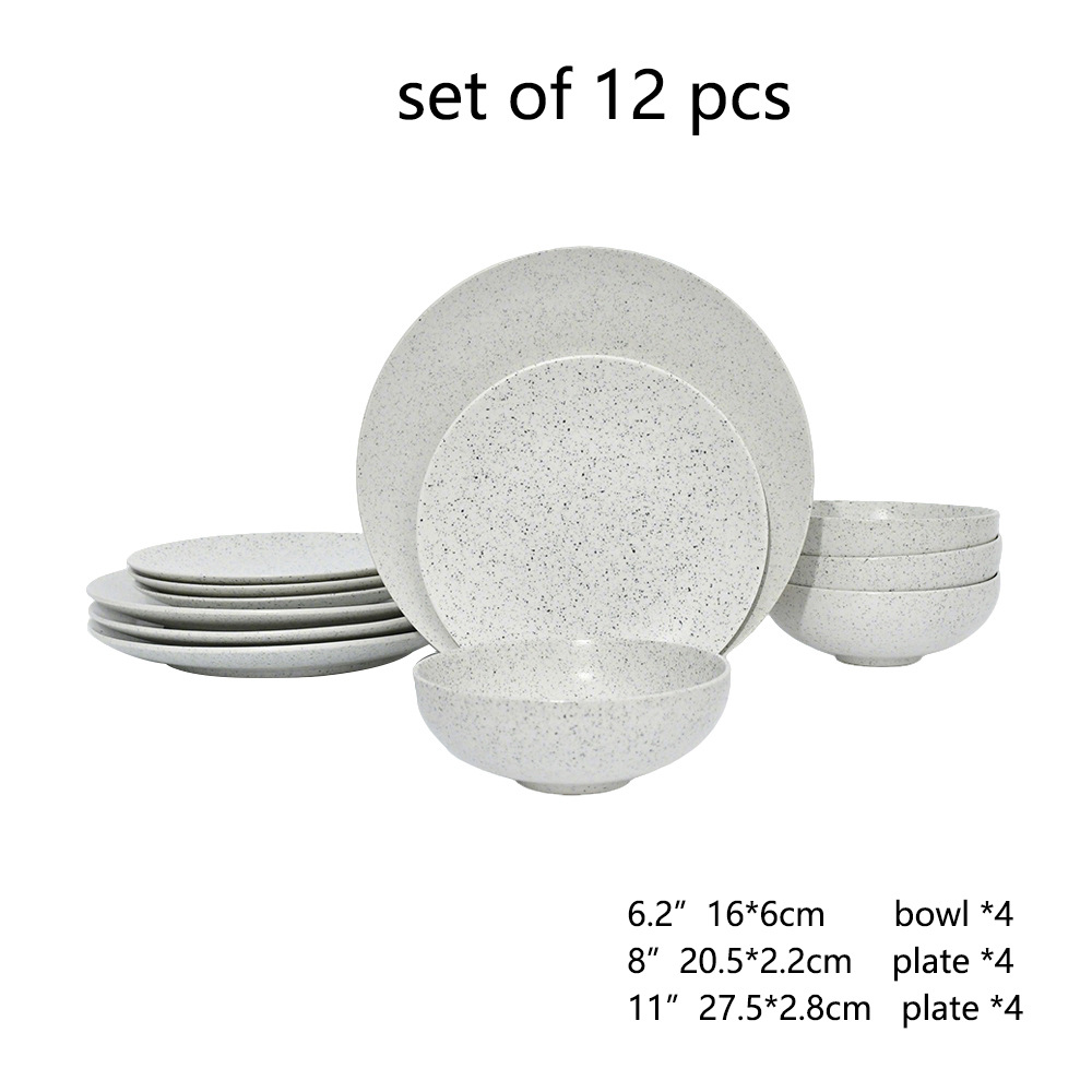 Ceramic black plates bowl dinnerware Set of 4 set de 16 piezas